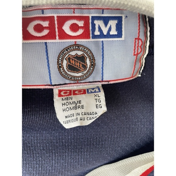 Vintage 90s CCM NHL New York Rangers Navy Blue Lady Liberty Jersey Mens XL - Picture 2 of 9